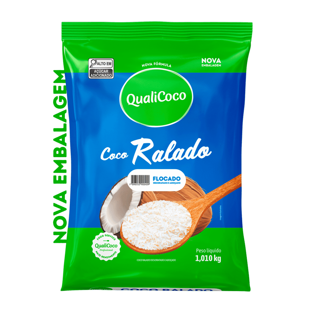 Coco Ralado Flocado Desidratado e Adoçado